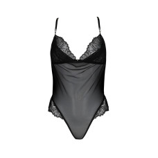 Сітчасте боді з мереживним ліфом, чорне Passion Deliena Body Black, L/XL