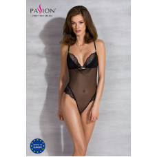 Сітчасте боді з мереживним ліфом, чорне Passion Deliena Body Black, L/XL