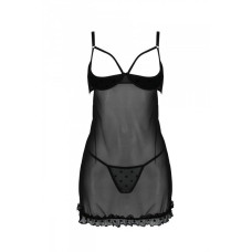 Еротичний пеньюар, чорний Passion Marina Chemise Black, S/M