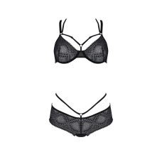 Комплект (бюстгальтер и трусики-кюлоты), чёрный Passion DROSERA BIKINI black, XXL/XXXL