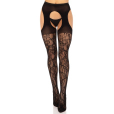 Панчохи з підв'язками, чорні Leg Avenue Eyelet Lace Suspender Hose Black, One Size