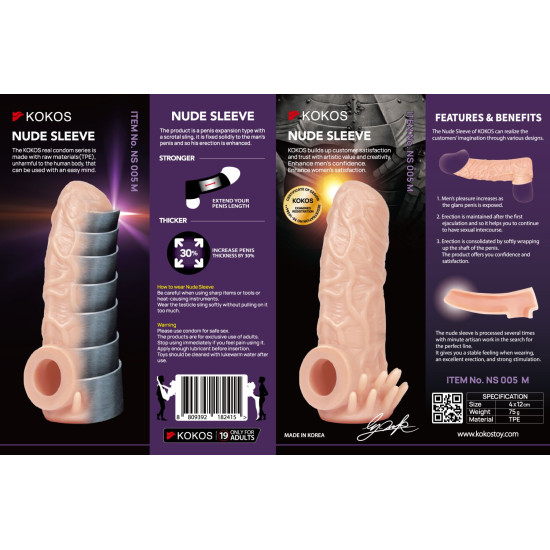 Насадка на член Kokos Nude Sleeve NS 005, M