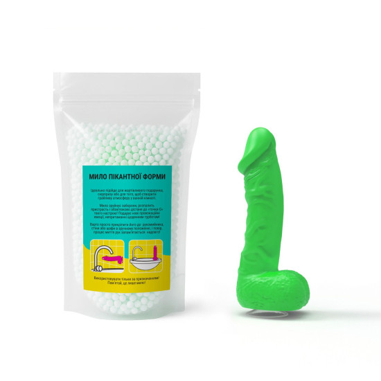 Крафтове мило-член з присоскою, зелене Чистий Кайф Medium Green, натуральне