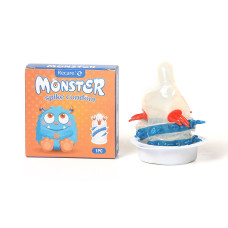 Насадка на член (презерватив з вусиками та спіраллю шипів), синя Recare Blue Monster Spike Condom