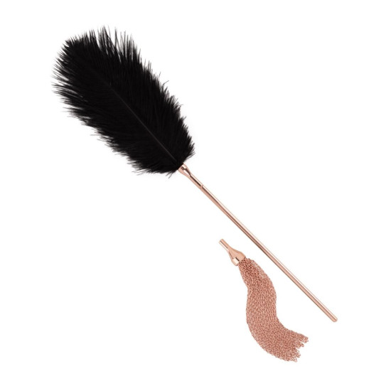 Щекоталка с металлическим флоггером Rosy Gold Feather Tickler & Whip