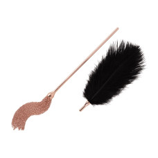 Щекоталка с металлическим флоггером Rosy Gold Feather Tickler & Whip