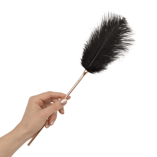 Щекоталка с металлическим флоггером Rosy Gold Feather Tickler & Whip
