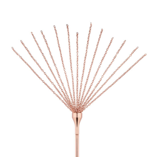 Щекоталка с металлическим флоггером Rosy Gold Feather Tickler & Whip