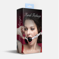 Силиконовый кляп, белый ремень, черный шарик Feral Feelings Silicon Ball Gag White/Black