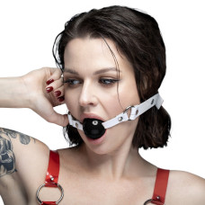 Силиконовый кляп, белый ремень, черный шарик Feral Feelings Silicon Ball Gag White/Black