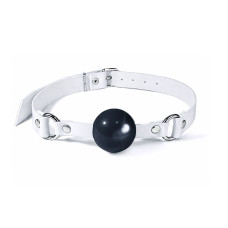 Силіконовий кляп, білий ремінь, чорна кулька Feral Feelings Silicon Ball Gag White/Black