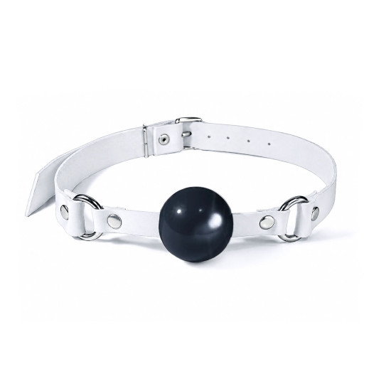 Силиконовый кляп, белый ремень, черный шарик Feral Feelings Silicon Ball Gag White/Black