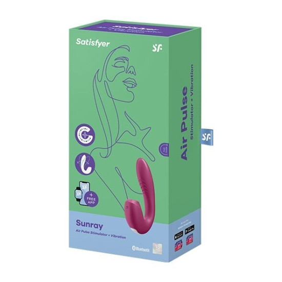 Вакуумний смарт-вібратор з 4 положеннями стовбура, ягідний Satisfyer Sunray Berry