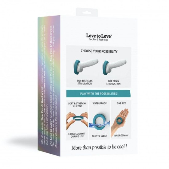Эрекционное кольцо широкое, бирюзовое Love To Love COOL RING TEAL ME