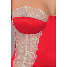 Корсет червоного кольору з пажами (трусики в комплекті) LORAINE CORSET Red, S/M