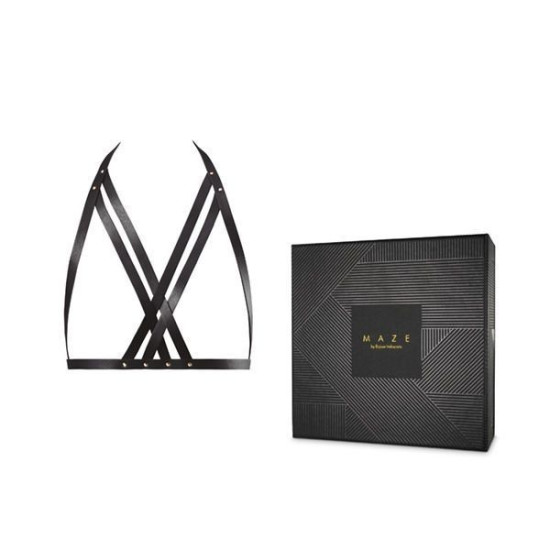 Портупея, черная Bijoux Indiscrets Maze Halter Bra Harness Black