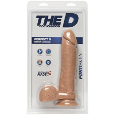 Фалоімітатор із мошонкою, довжина 20,3 см, діаметр 5,1 см - Doc Johnson The D Perfect D 8 Inch With Balls FIRMSKYN