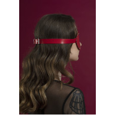 Маска на очі із заклепками, червона, натуральна шкіра Feral Feelings Blindfold Mask with Rivets Red