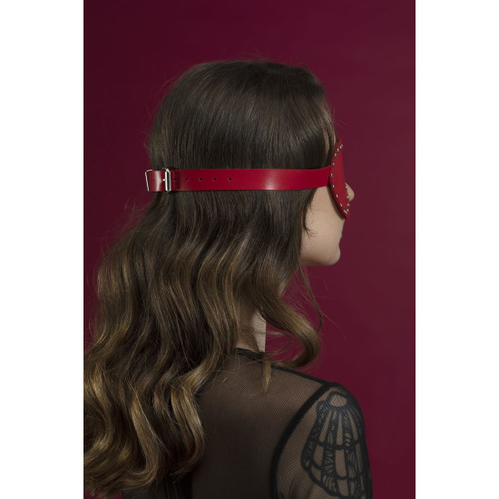 Маска на глаза с заклепками, красная, натуральная кожа Feral Feelings Blindfold Mask with Rivets Red