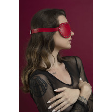 Маска на глаза с заклепками, красная, натуральная кожа Feral Feelings Blindfold Mask with Rivets Red