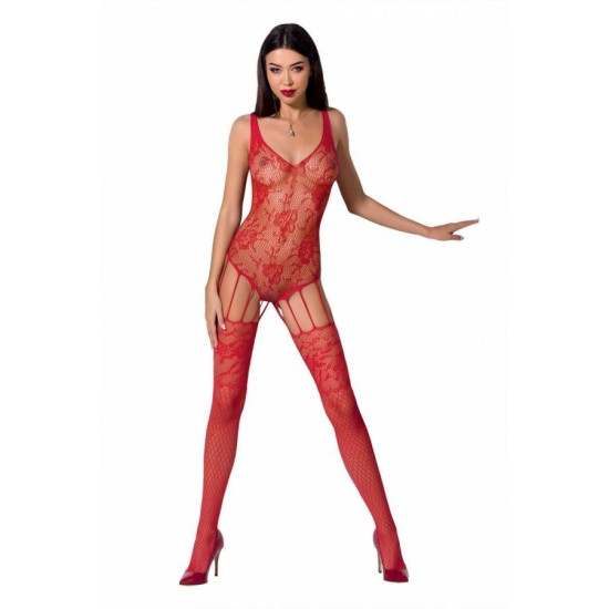 Ажурний бодістокінг з імітацією панчіх, червоний Passion BS074 Red