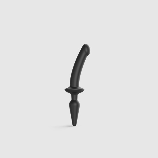 Анальна пробка з дилдо 2 в 1, діаметр 3,3/2,9 см, чорна Strap-On-Me Switch Plug-In Dildo Black, S