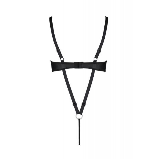 Боди из экокожи с открытым доступом к промежности Passion Celine Body Black, 4XL/5XL