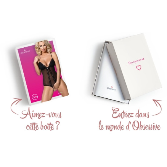 Сетчатое боди с открытыми ягодицами, чёрное Obsessive 841-TED-1 Teddy, L/XL