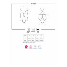 Сітчасте боді з відкритими сідницями, чорне Obsessive 841-TED-1 Teddy, L/XL