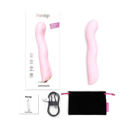 Вибратор для точки G с пульсирующей жемчужиной и 3 моторами Love To Love SWAP Baby Pink