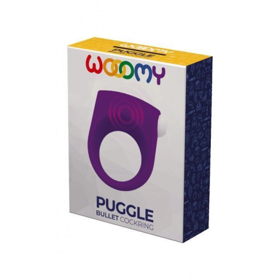 Эрекционное кольцо с вибрацией, черное, диаметр 3–4,4 см Wooomy Puggle