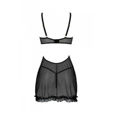 Еротичний пеньюар, чорний Passion Marina Chemise Black, XXL/XXXL