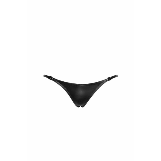 Трусики-стрінги з подвійним вирізом і крокодилячим принтом Noir Handmade P012 Wild Crocodile Wetlook Thong with Double Opening, M