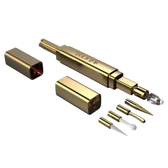 Эксклюзивный тиклер с пятью насадками, золотистый Lockink 5-Head Flirting Tickler Golden