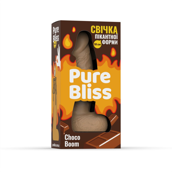 Свічка у формі члена з шоколадним ароматом Pure Bliss Brown Choco Boom, 18 cm