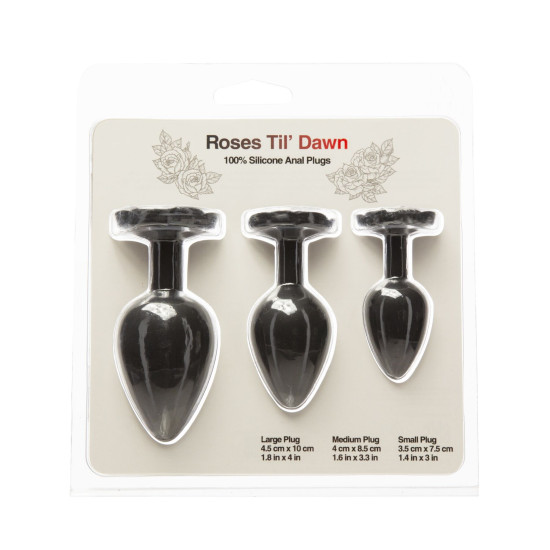 Набор силиконовых анальных пробок, черный BMS Roses Til' Dawn Silicone Anal Plug Kit Starter Kit Black