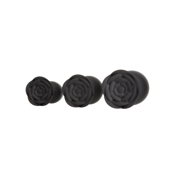 Набор силиконовых анальных пробок, черный BMS Roses Til' Dawn Silicone Anal Plug Kit Starter Kit Black