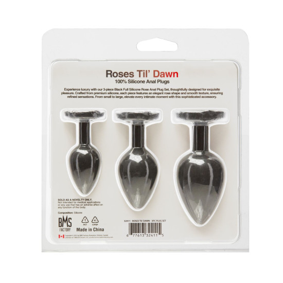 Набор силиконовых анальных пробок, черный BMS Roses Til' Dawn Silicone Anal Plug Kit Starter Kit Black