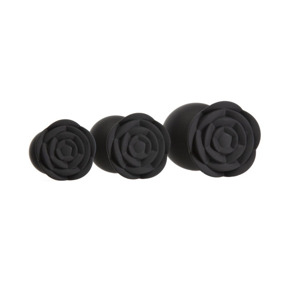 Набор силиконовых анальных пробок, черный BMS Roses Til' Dawn Silicone Anal Plug Kit Starter Kit Black
