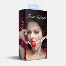 Силіконовий кляп, білий ремінь, червона кулька Feral Feelings Silicon Ball Gag White/Red