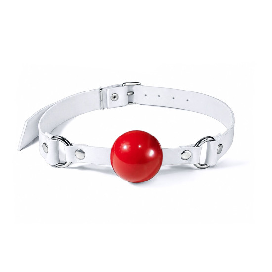 Силиконовый кляп, белый ремень, красный шарик Feral Feelings Silicon Ball Gag White/Red