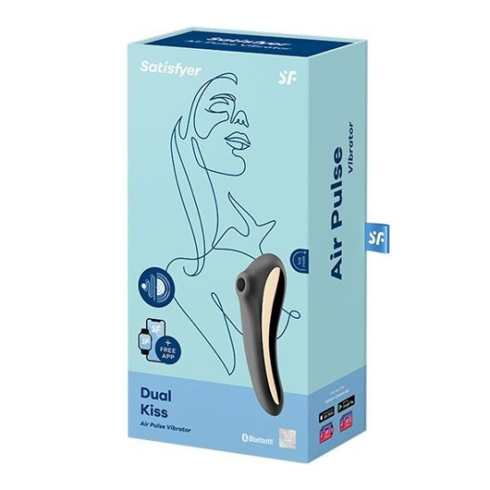 Вакуумний стимулятор з вібрацією, чорний Satisfyer Dual Kiss Black