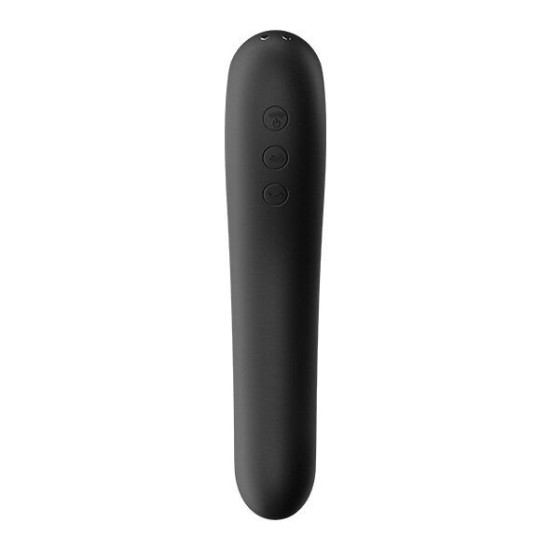 Вакуумний стимулятор з вібрацією, чорний Satisfyer Dual Kiss Black