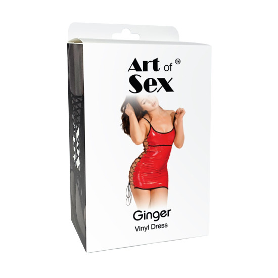 Сексуальна лакована сукня на шнурівці, червона Art of Sex Ginger, L-2XL