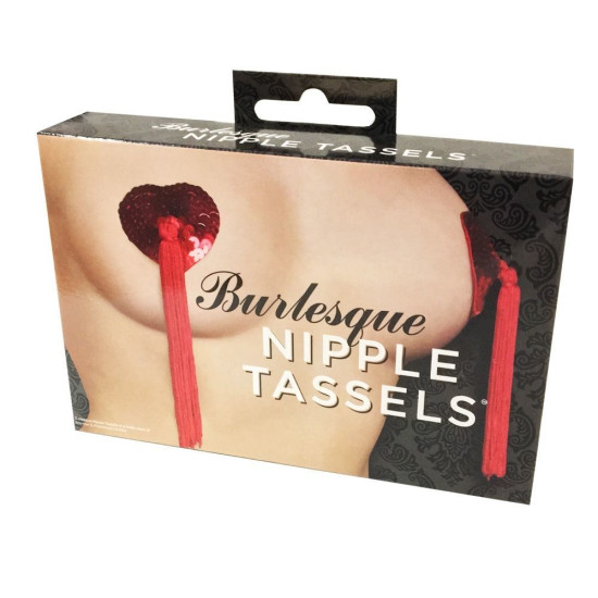 Пестіс-стікіні у формі блискучих сердечок з пензликами, Burlesque Nipple Tassels
