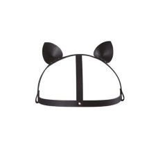 Маска кошечки с ушками из экокожи, черная Bijoux Indiscrets Maze Cat Ears Headpiece Black