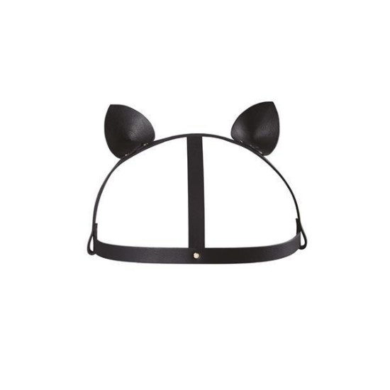Маска кошечки с ушками из экокожи, черная Bijoux Indiscrets Maze Cat Ears Headpiece Black
