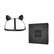 Маска кошечки с ушками из экокожи, черная Bijoux Indiscrets Maze Cat Ears Headpiece Black