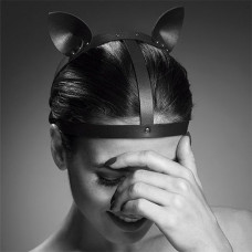 Маска кошечки с ушками из экокожи, черная Bijoux Indiscrets Maze Cat Ears Headpiece Black