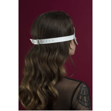 Маска на глаза с заклепками, белая, натуральная кожа Feral Feelings Blindfold Mask with Rivets White
